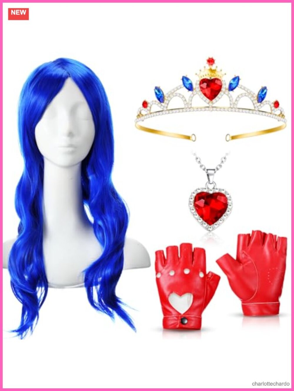Halloween Cosplay Costume Accessory Set Wig Crown Necklace Gloves